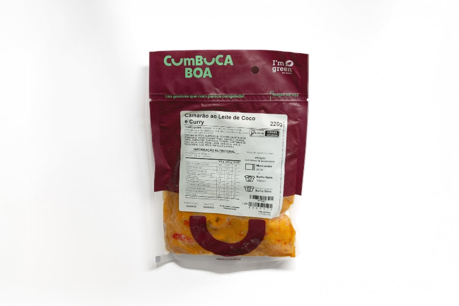 Camarão ao Leite de Coco e Curry com Arroz Jasmim com Castanha de Caju