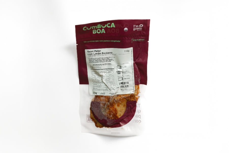 Saint Peter com Limão Siciliano, Batata Doce Assada com Alecrim e Espaguete de Cenoura com Repolho