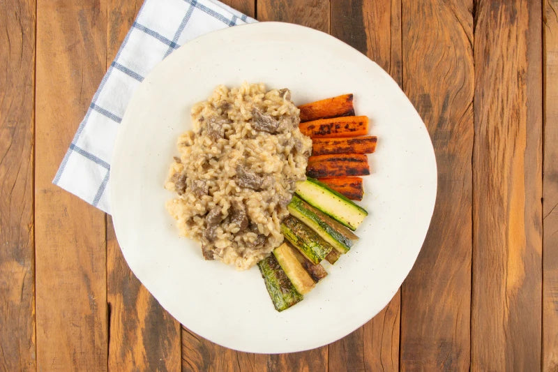 Risotto al Filetto e Legumes Grelhados