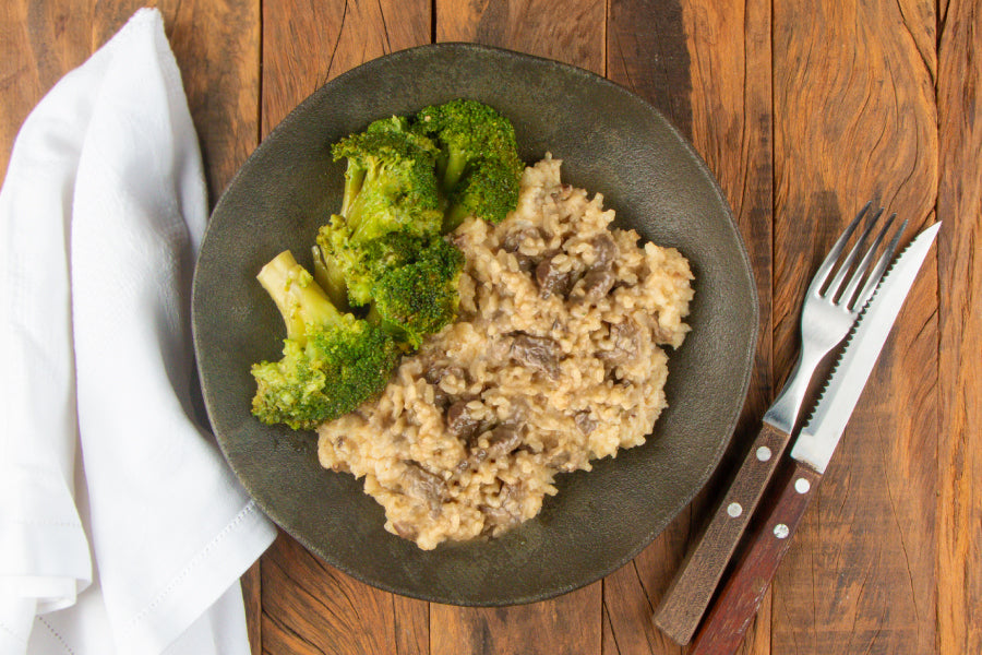 Risotto al Filetto e Brócolis ao Alho