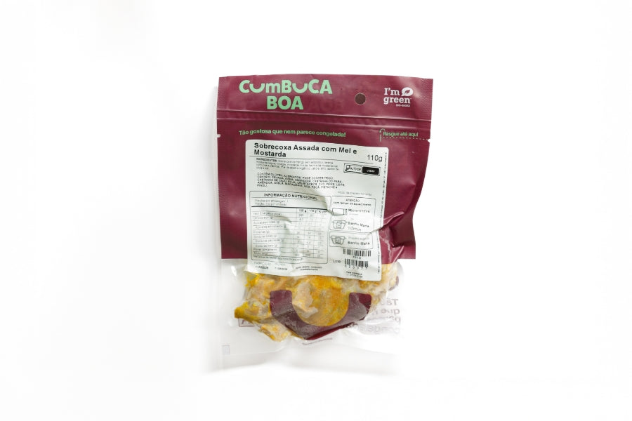 Sobrecoxa Assada com Mel e Mostarda, Feijão Preto e Arroz Integral