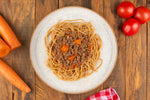 Carne Moída e Espaguete Integral com Molho de Tomate